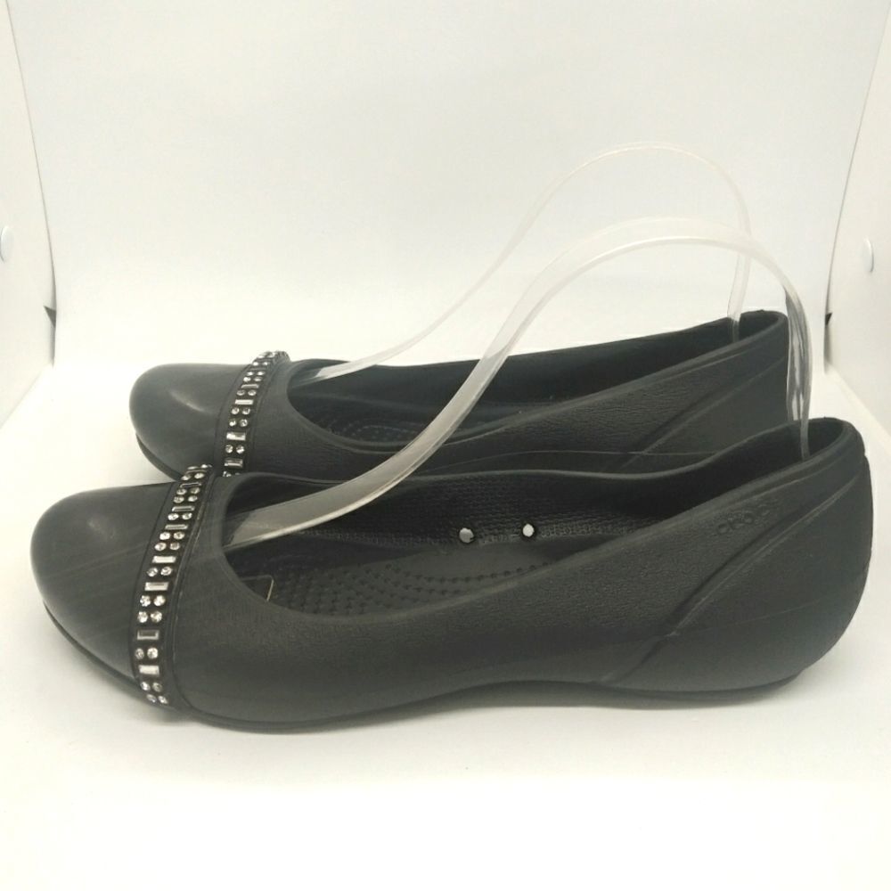 Crocs‎ Black Jeweled Women's Flats Size 8
